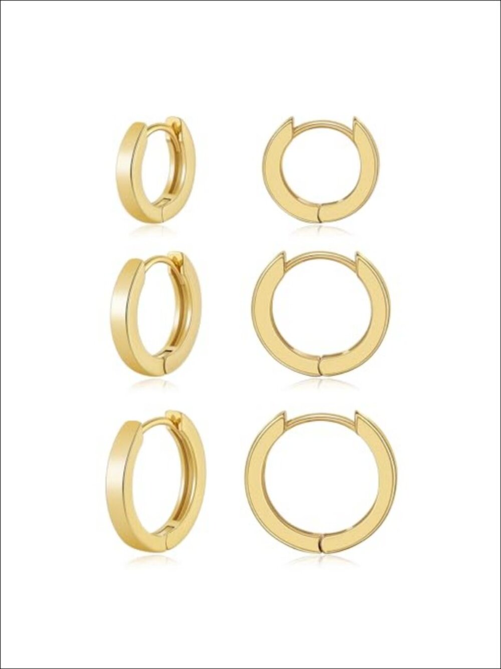 3 Pairs Small Gold Hoop Earrings Set Women 8-12mm Huggie Earrings Stackable